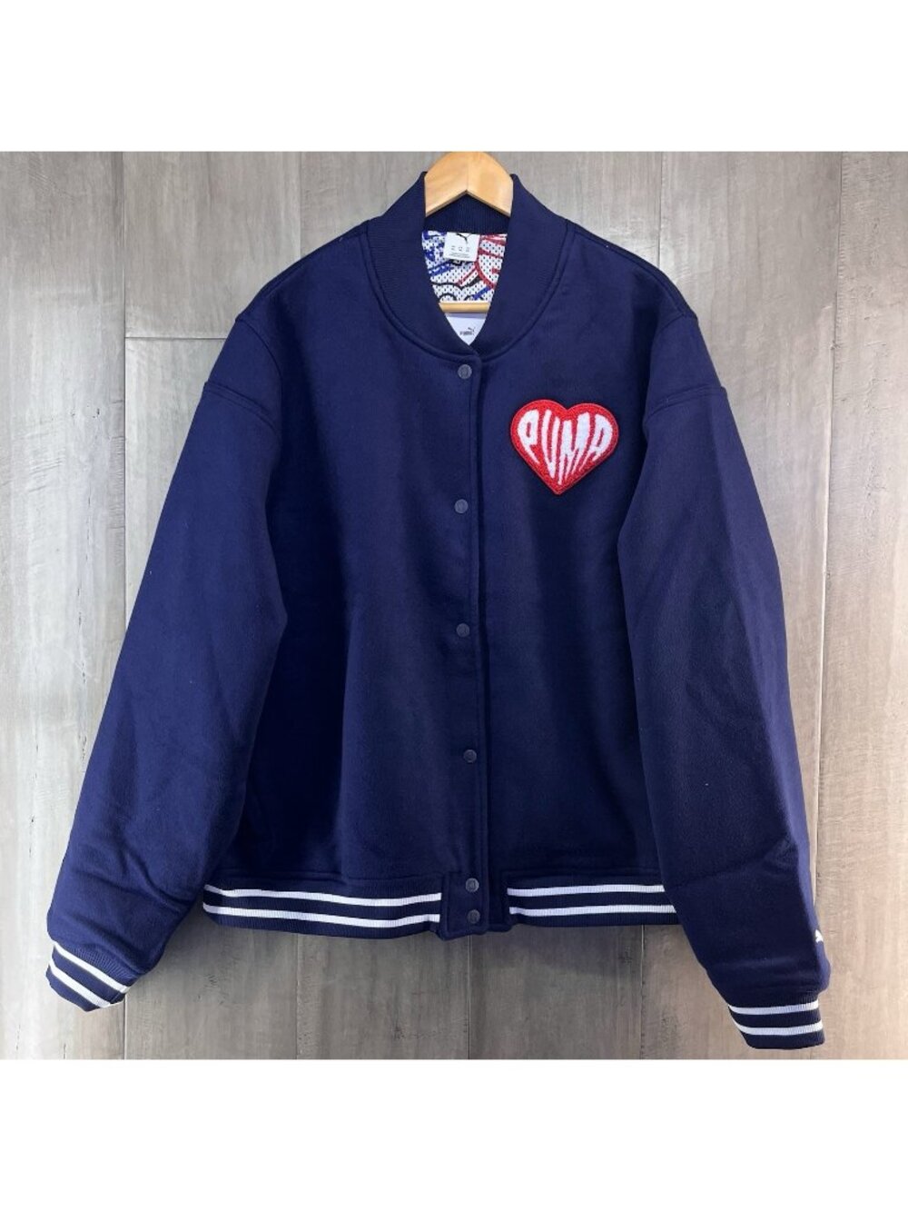 Puma Men's Sticker Pack Wool Blend Varsity Jacket Navy Blue Size XXL 632832 01